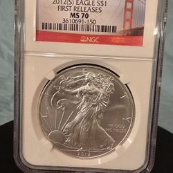 Silver 1 Ounce ~ 2012 $1 Eagle MS70 First Release 