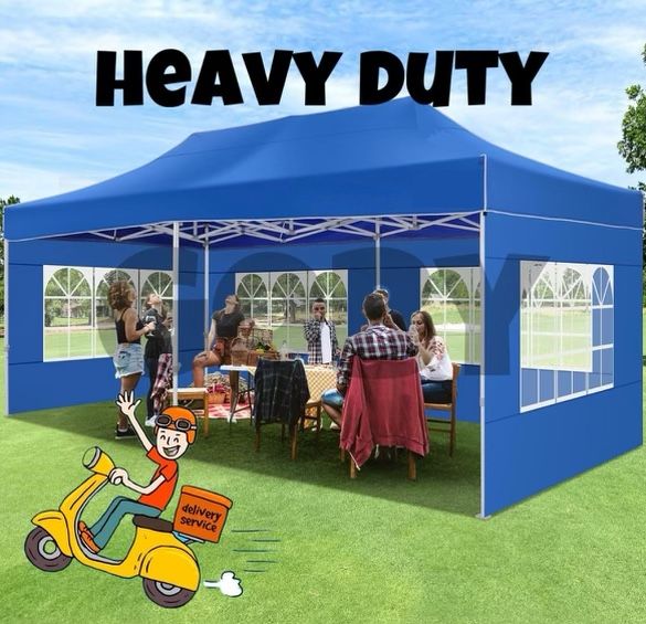 💙10x20' Heavy Duty Enclosed Pop Up Canopy Folding with 4 Sidewalls for Outdoor Event Vendor Farmer Flea Market Tent💙💙💙