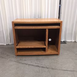 Natural Wood Computer Desk with Pull-Out Shelves