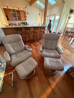 Two Ekorne Stressless Chair and Ottoman