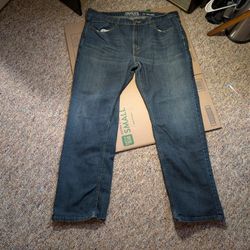 Levi's Men Jeans 38x32 S61 Relaxed Straight Signature Blue Stretch Denim