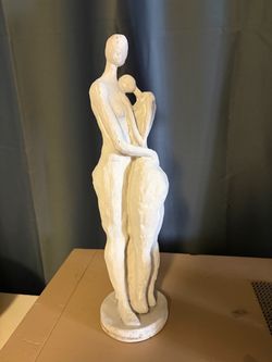 White Abstract Figurative Sculpture Two Figures
