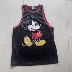 Disney Mickey Mouse Vintage #28 Basketball Jersey Black Mesh Men’s Size S