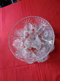 Vintage anchor hawking clear star of David Patton punch bowl