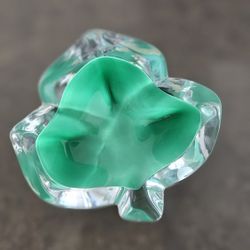 Orrefors Sweden Green Clover Art Glass 