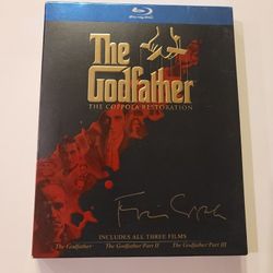 $10  BLU RAY SET , THE GODFATHER , THE GODFATHER 2 , THE GODFATHER 3 , BLU RAY ONLY NO DIGITAL OR DVDS $10 OR TRADE FOR A MOVIE I DO NOT ALREADY OWN. 