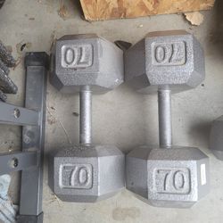 pair of 70lbs dumbells