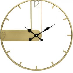 SwallowLiving 24 Inch Gold Minimalist Metal Wall Clock with Arabic Numerals - Elegant Home Decor, Silent Quartz Movement, Easy to Read, Perfect for Li