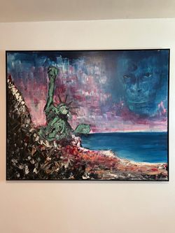 Large Original Textured Statue of Liberty Painting – Signed DAPPER – 60” x 48” – $480 OBO