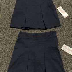 Two New Cat & Jack girls size 6 and 6X navy blue pleated school uniform skort skirts 