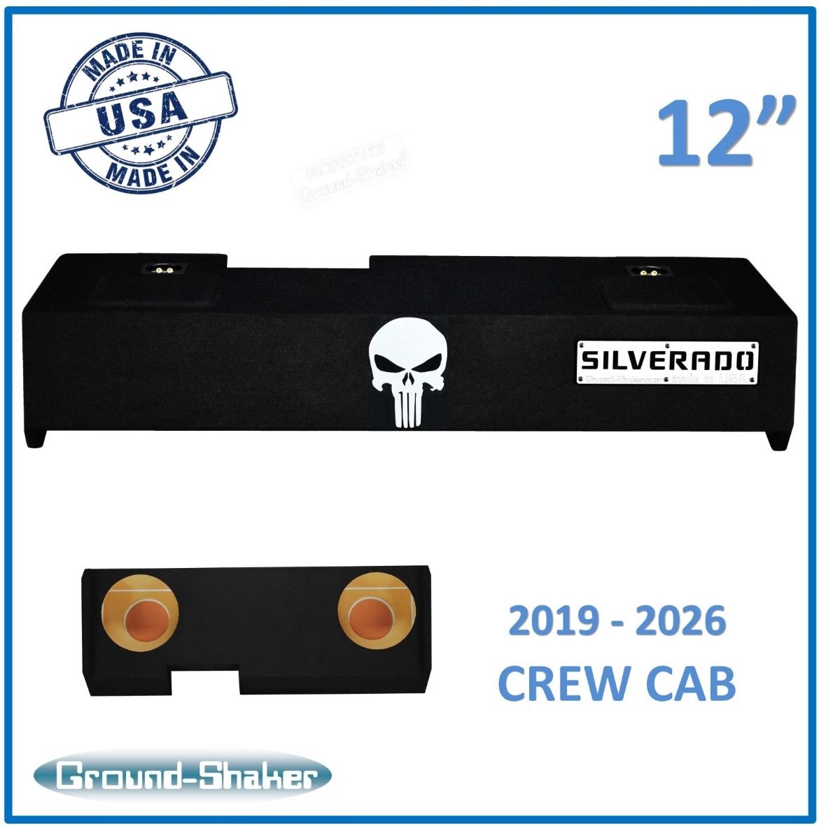 Chevy Silverado 12” Dual Sub Box Subwoofer Enclosure Ground Shaker Speaker Box Car Audio