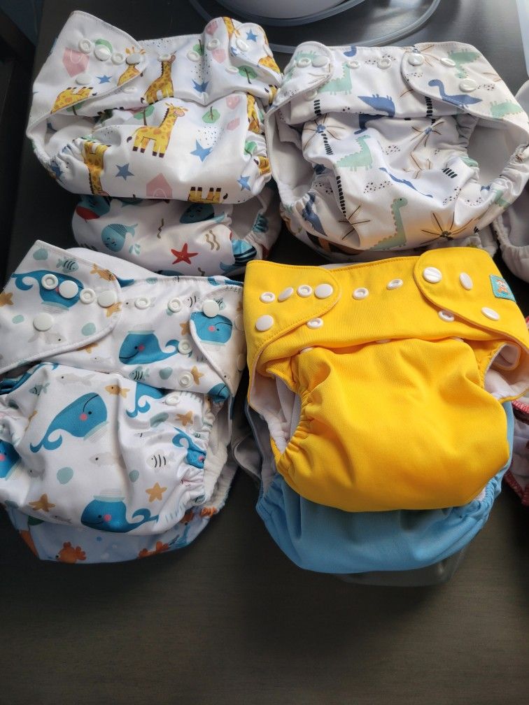 12 Cloth Diapers- Pocket With Inserts