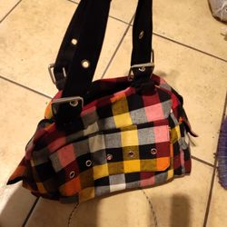 Multi Colored Plaid Hand Bag