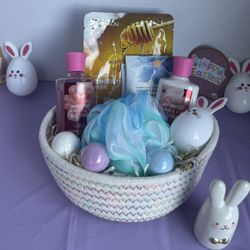 Easter Spa Gift Basket Bunny Bath Set Cherry Blossom Self Care Gift