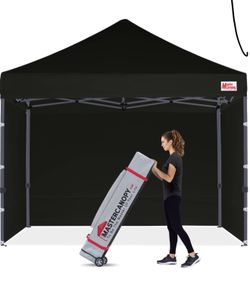 MASTERCANOPY Heavy Duty Pop-up New Canopy Tent with Sidewalls (8x8,Black)