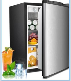 Antarctic Star 2.56 Cu.Ft. Mini Fridge with Freezer, Stainless Steel