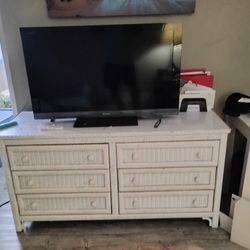 Designer Brand White Wicker Dresser