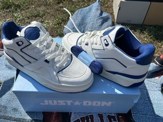 DS Designer Just Don Luxury Courtside Low Size 41/ 8M  'White Blue'