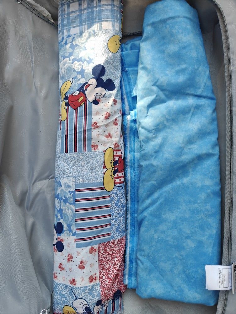 Two Rolls Of Fabric Disney Mickey Mouse And Sky Blue