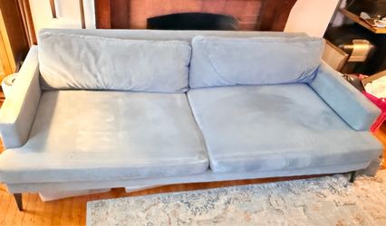 West Elm light blue sofa