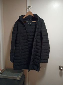 Nautica Black Long Puffer Jacket with Hood