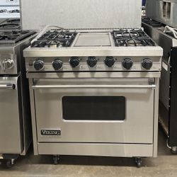 VIKING 36”WIDE DUAL FUEL RANGE STOVE STAINLESS STEEL 