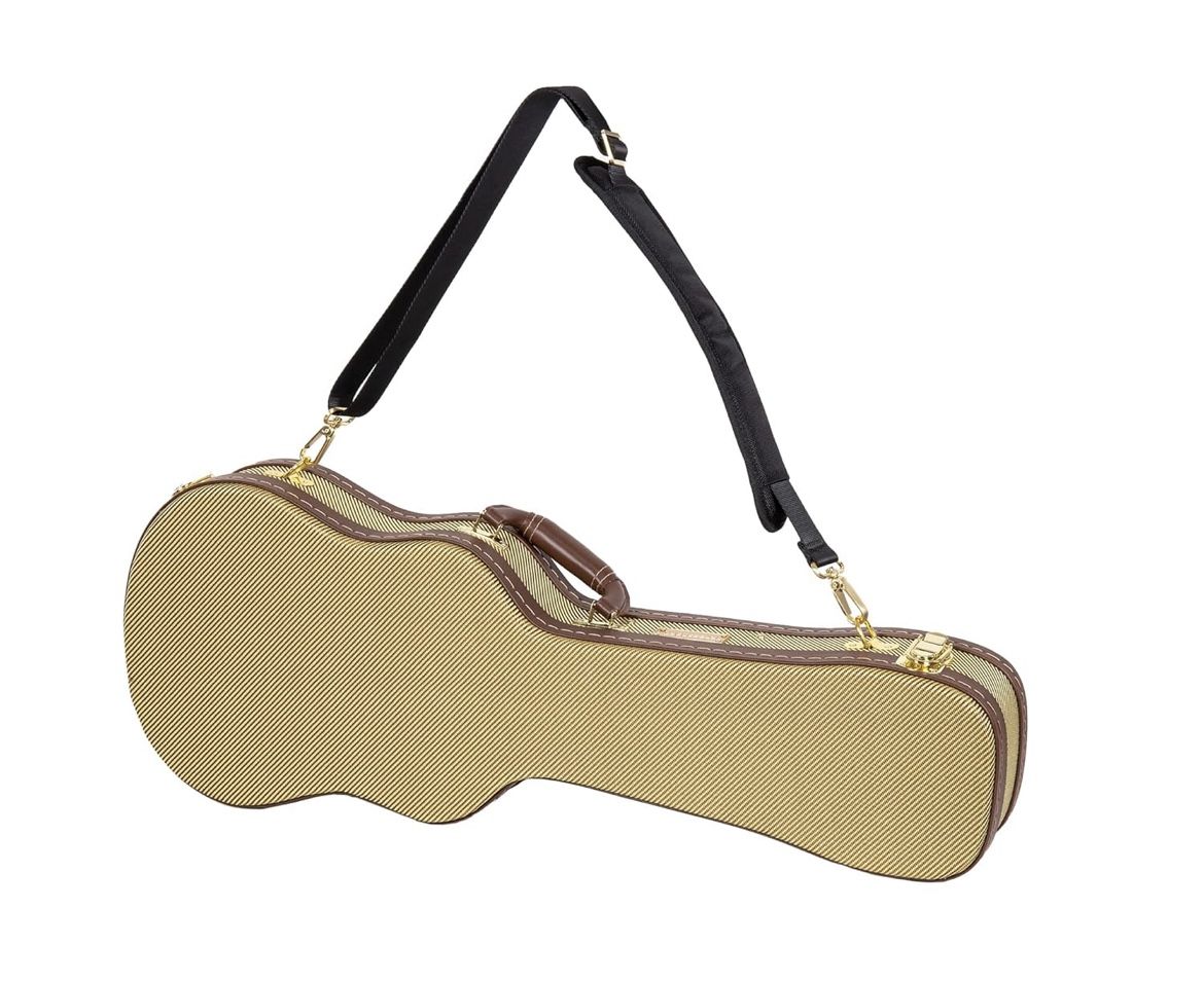 Crossrock Deluxe Hard-shell Wood Case for Concert Ukuleles, Backpack Style, Tweed (CRW700CUTW-2)