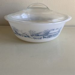 Vintage Glasbake 2 Qt. Casserole (514 Currier & Ives)