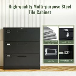 ❤️‍🔥 3-Drawer Locking Filing Cabinet,