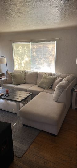 Beige Fabric Sofa w/ chaise