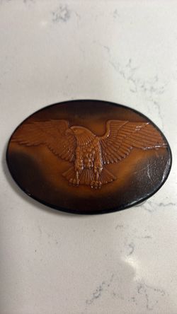 Eagle, leather belt buckle
