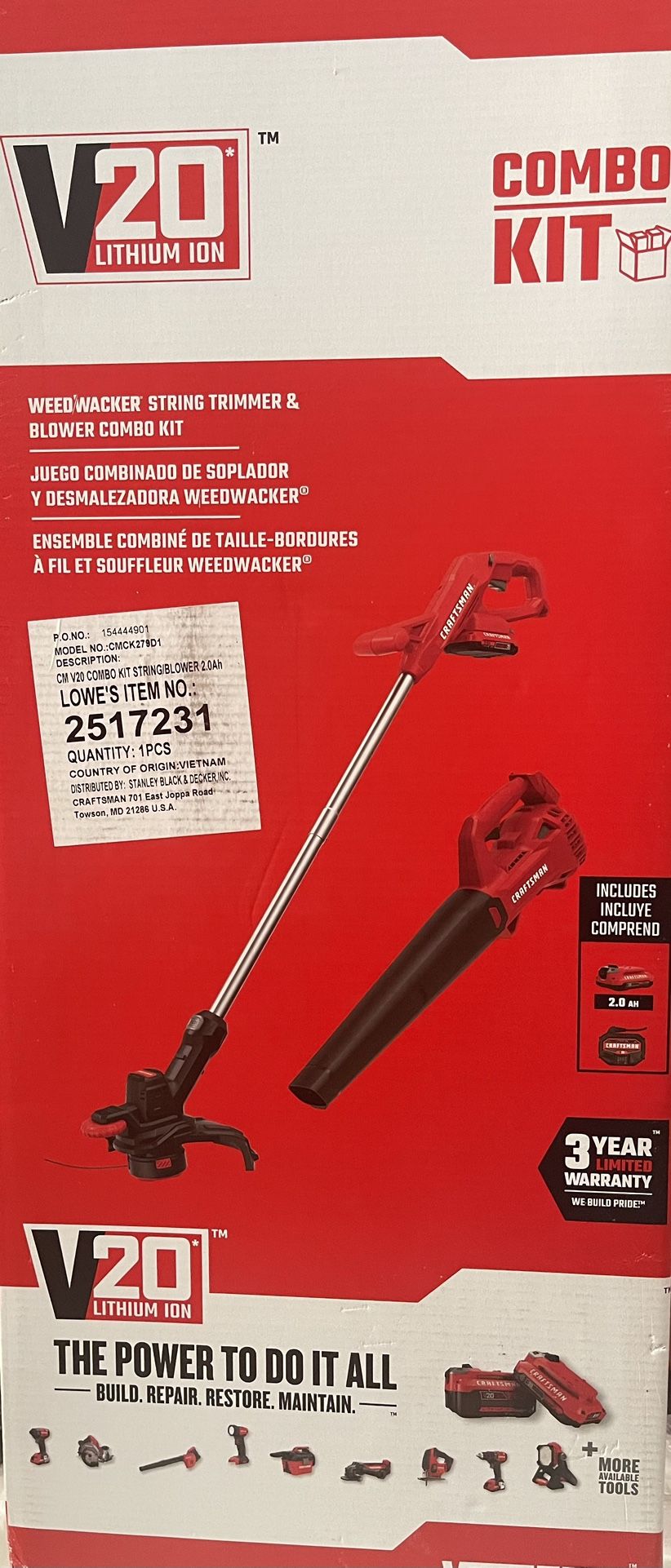 2 Piece 20 Volt Max Cordless Power Equipment Combo Kit 