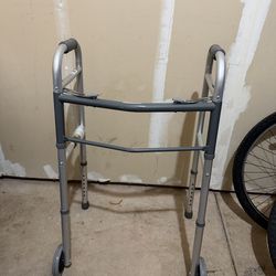 ProBasics Two-Button Aluminum Walker with 5" Wheels.