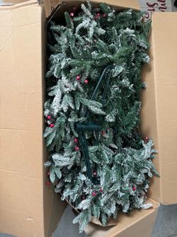 Flocked Artificial Christmas Tree with Stand