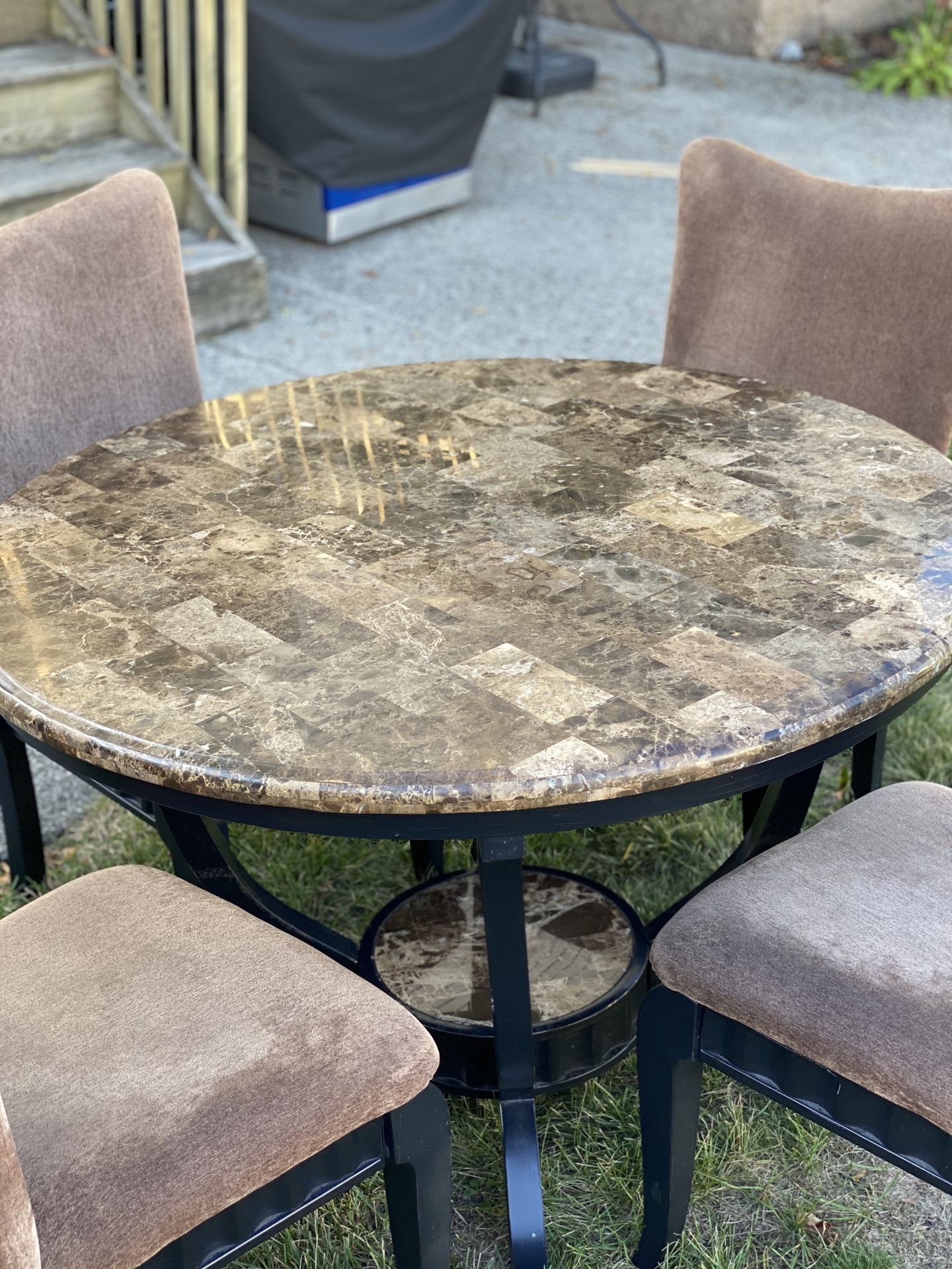 Marble Dining Table with 4 Chairs