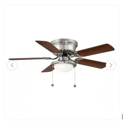 Hugger 44 in. LED Indoor Brushed Nickel Ceiling Fan with Light Kit