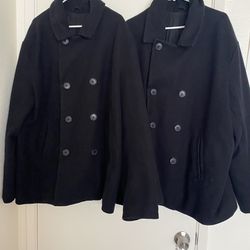 Black Double Breasted Pea coats: New