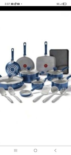 Tfal The Easy Care Ceramic, 14 Piece Pots And Pans Cookware Set, Electric Blue