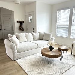 99” extra-deep velvet slipcovered sofa – washable covers – feather & down blend