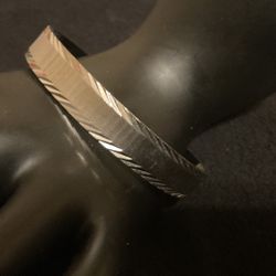 SilverTone Monet Bangle Bracelet With Cut Designs…by Monet C S