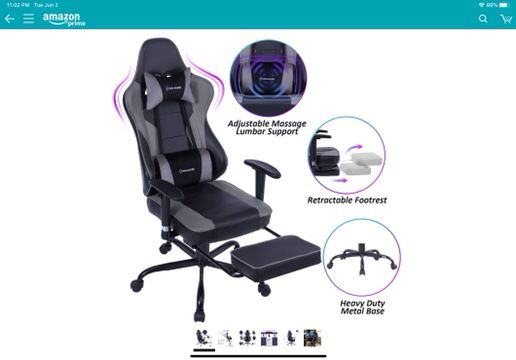 VON RACER Massage Gaming Chair - High Back Racing PC Computer Desk Office Chair Swivel Ergonomic Executive Leather Chair with Footrest and Adjustable