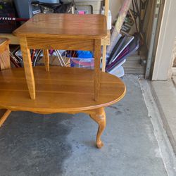 Wood Coffee Table & End Table