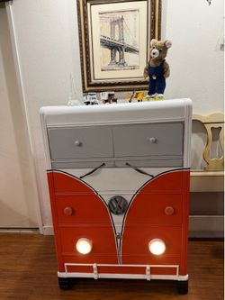 Custom Volkswagen Bus Dresser – Working Headlights!