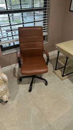 Brown Faux Leather Desk Chair