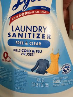 Lysol Laundry Sanitizer Additive, Free & Clear, Free from Fragrance and Dyes, 0% Bleach Laundry Sanitizer, Bacteria-causing Laundry Odor Eliminator, U