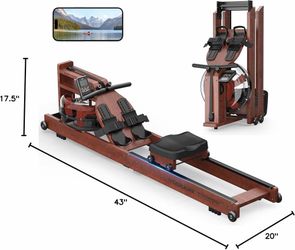YOSUDA Water Rowing Machine Foldable for Home Use 5.8 Gal Large Water Tank Immersive Wooden Water Rower Machine, Dedicated Monitor & Bluetooth APP, 4-