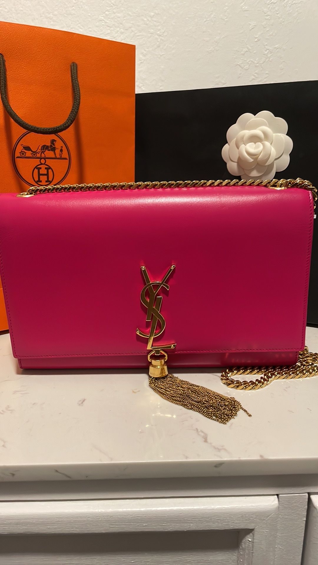 Yves Saint Laurent Pink Gold Chain Shoulder Bag