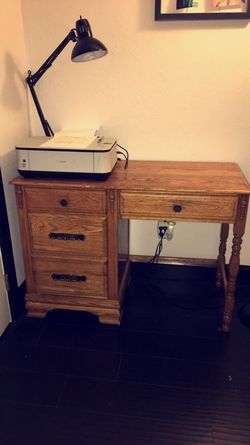 All wood desk w/ lamp for sale!