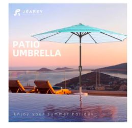 Jearey 9ft blue and green stripe umbrella