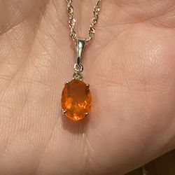 10k White gold premium crimson fire opal & diamond necklace - new! 